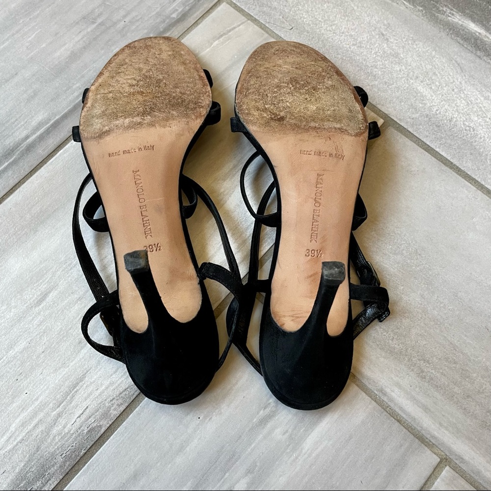 Manolo Blahnik Black Strappy Stiletto Sandals - Picture 6 of 16